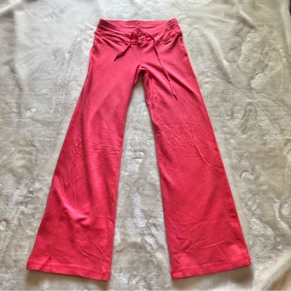 Y2K Bebe Sport Wide Leg Drawstring Low Rise Jogger Sweatpants Hot Pink Size XS